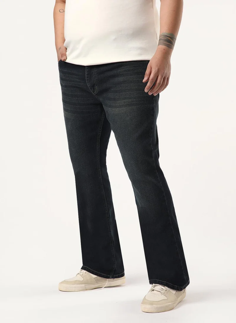 Urbano Fashion  Urbano Plus Men's Carbon Blue Bootcut Fit Mid Rise Heavy Washed Jeans Stretchable for Men | Best Price UAE